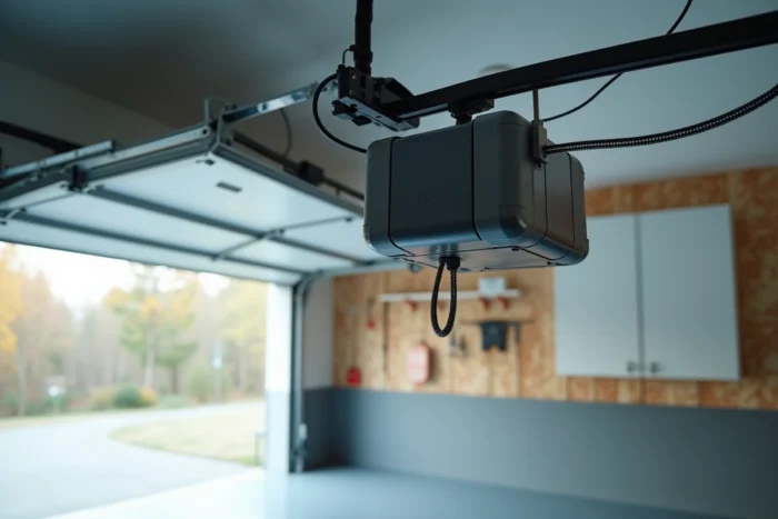 Moteur électrique et mécanisme à chaîne d'une porte de garage sectionnelle motorisée